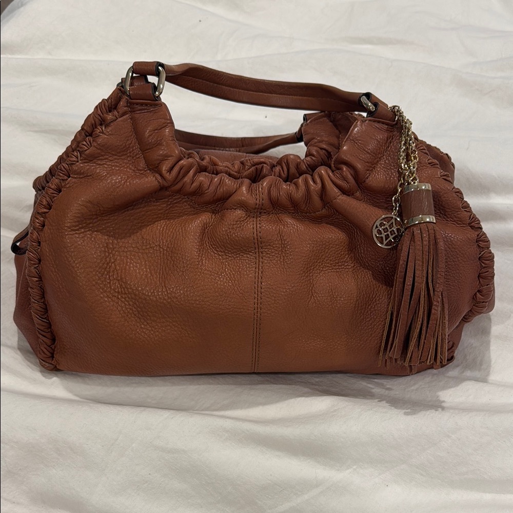 ANTONIO MELANI Brown Leather Hobo Bag with Tassel